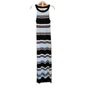 Chaps Women's Blue And Tan Striped Maxi Dress, Size M‎